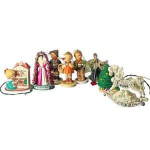 Vintage Christmas Ornaments and Figurines Collection snoopy blanc Elvis lot